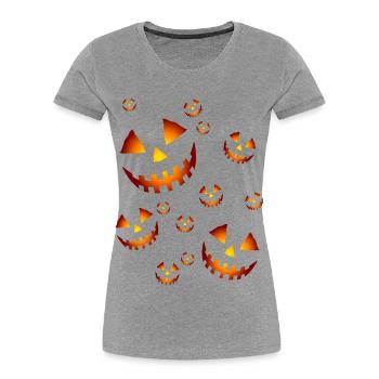 Les citrouilles lumineuses - T-shirt bio Premium Femme - gris chiné - Devant - Mia (176cm)