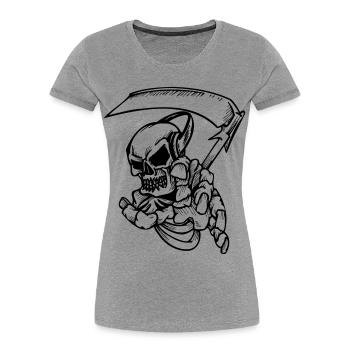 Skelett mit Sense - Frauen Premium Bio T-Shirt - Grau meliert - Vorne - Mia (176cm)