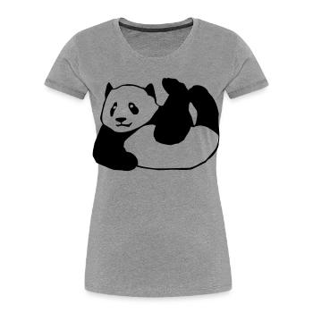 Panda, Bär,Tier, - Frauen Premium Bio T-Shirt - Grau meliert - Vorne - Mia (176cm)