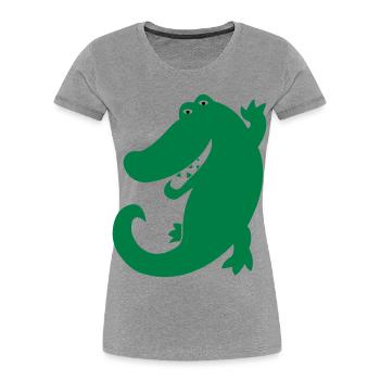 krokodil - Frauen Premium Bio T-Shirt - Grau meliert - Vorne - Mia (176cm)