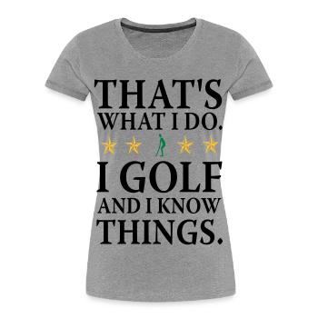 Ich do Golf - Women's Premium Organic T-Shirt - heather grey - Front - Mia (176cm)
