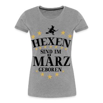 Sorcières de mars - T-shirt bio Premium Femme - gris chiné - Devant - Mia (176cm)