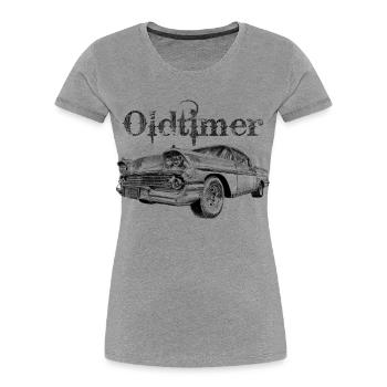 Oldtimer - T-shirt bio Premium Femme - gris chiné - Devant - Mia (176cm)