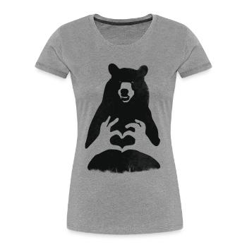 Bear Grizzly Bear Brown Bear Heart Nature Camping Strong lo - Women's Premium Organic T-Shirt - heather grey - Front - Mia (176cm)