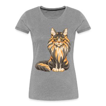Maine Coon - Women's Premium Organic T-Shirt - heather grey - Front - Mia (176cm)