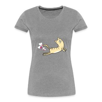 yoga exhale katze cat poop namaste humor funny LOL - Frauen Premium Bio T-Shirt - Grau meliert - Vorne - Mia (176cm)