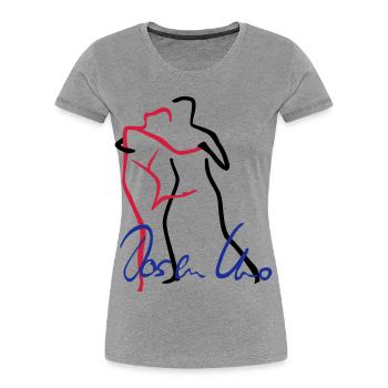 Tango-1 - Frauen Premium Bio T-Shirt - Grau meliert - Vorne - Mia (176cm)