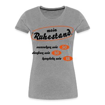 Rentner - Frauen Premium Bio T-Shirt - Grau meliert - Vorne - Mia (176cm)