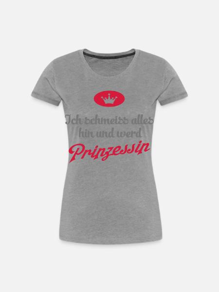 Prinzessin - Frauen Premium Bio T-Shirt - Grau meliert