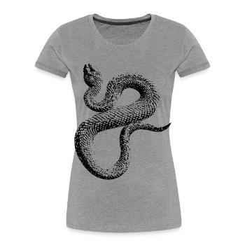 Schlange Textur Schwarz - Frauen Premium Bio T-Shirt - Grau meliert - Vorne - Mia (176cm)