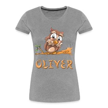 Owl Oliver - Women's Premium Organic T-Shirt - heather grey - Front - Mia (176cm)