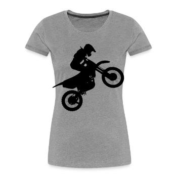 Bild eines Motocross-Fahrers # - Frauen Premium Bio T-Shirt - Grau meliert - Vorne - Mia (176cm)