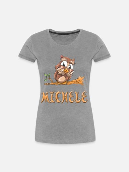 Eule Michele - Frauen Premium Bio T-Shirt - Grau meliert