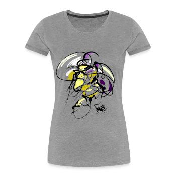 Abstrakt - Gesicht - Frauen Premium Bio T-Shirt - Grau meliert - Vorne - Mia (176cm)