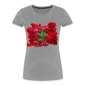 Marokko Vintage Flagge - Frauen Premium Bio T-Shirt - Grau meliert - Vorne - Mia (176cm)