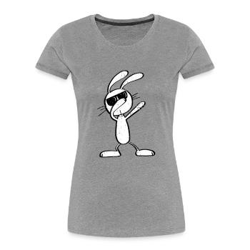 Vintage Dab danse Hare - tamponnant Lapin de Pâques - T-shirt bio Premium Femme - gris chiné - Devant - Mia (176cm)