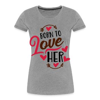 amour - T-shirt bio Premium Femme - gris chiné - Devant - Mia (176cm)