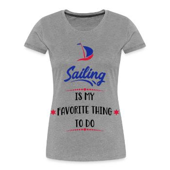navigation à voile - T-shirt bio Premium Femme - gris chiné - Devant - Mia (176cm)