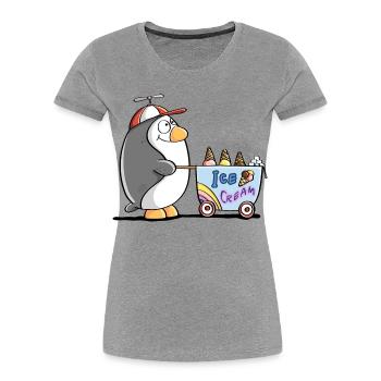 Pinguin Als Eisverkäufer - Eis - Women's Premium Organic T-Shirt - heather grey - Front - Mia (176cm)
