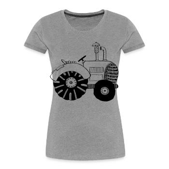 Tracteur chic - tracteur - tracteur - Bulldog - T-shirt bio Premium Femme - gris chiné - Devant - Mia (176cm)