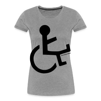 Utilisateur d’un fauteuil roulant avec une jambe cassée # - T-shirt bio Premium Femme - gris chiné - Devant - Mia (176cm)
