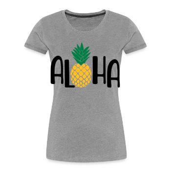 été - T-shirt bio Premium Femme - gris chiné - Devant - Mia (176cm)