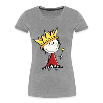 Sweet little king - kings - stick figures - Women's Premium Organic T-Shirt - heather grey - Front - Mia (176cm)