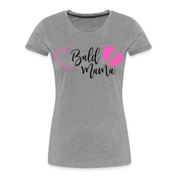 Bientôt Maman Bébé Grossesse Naissance Coeur Fille - T-shirt bio Premium Femme - gris chiné - Devant - Mia (176cm)