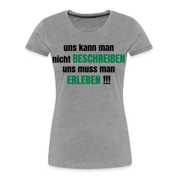 amitié - T-shirt bio Premium Femme - gris chiné - Devant - Mia (176cm)