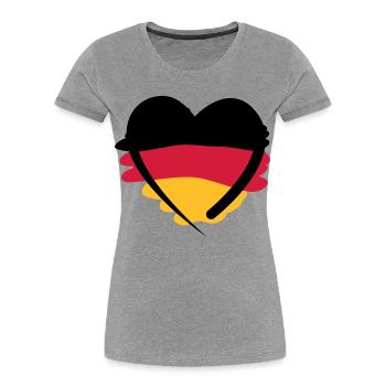 Deutschland Herz - Frauen Premium Bio T-Shirt - Grau meliert - Vorne - Mia (176cm)