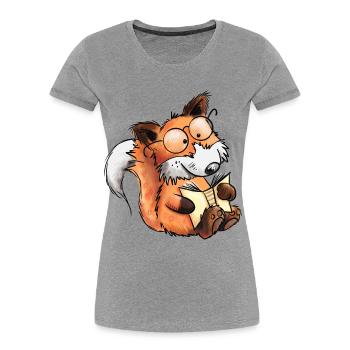 Sly Books Fox I Read I Comic Animals - Women's Premium Organic T-Shirt - heather grey - Front - Mia (176cm)