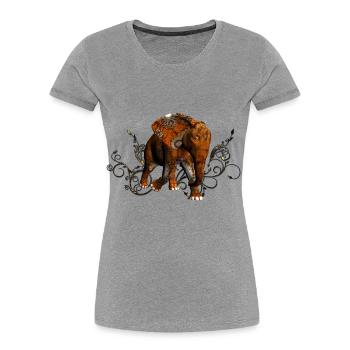 Atemberaubender Steampunk-Elefant - Frauen Premium Bio T-Shirt - Grau meliert - Vorne - Mia (176cm)