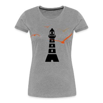 Leuchtturm | Seefahrt | Meer - Frauen Premium Bio T-Shirt - Grau meliert - Vorne - Mia (176cm)