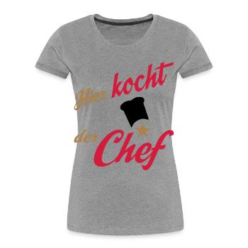 kochen - Frauen Premium Bio T-Shirt - Grau meliert - Vorne - Mia (176cm)