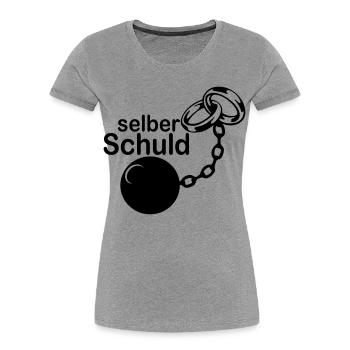 Junggesellenabschied , JGA - Selber Schuld(25) - Frauen Premium Bio T-Shirt - Grau meliert - Vorne - Mia (176cm)