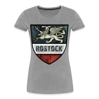 Rostock - Greif - Ville hanséatique de Rostock - T-shirt bio Premium Femme - gris chiné - Devant - Mia (176cm)