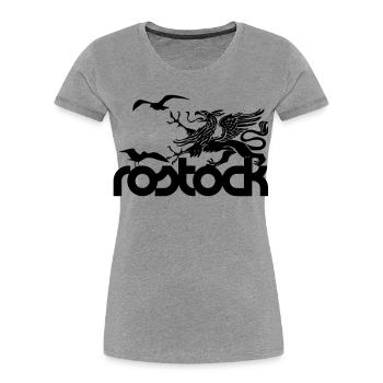 Rostock - Greif und Möwen - Frauen Premium Bio T-Shirt - Grau meliert - Vorne - Mia (176cm)