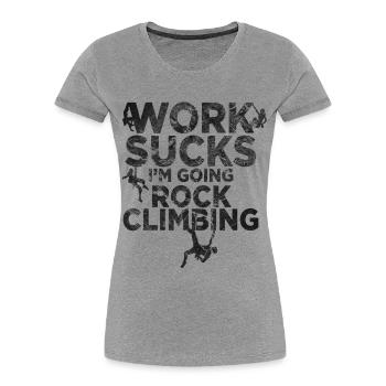 klettern boulder Kletterer klettergurt Geschenk - Frauen Premium Bio T-Shirt - Grau meliert - Vorne - Mia (176cm)