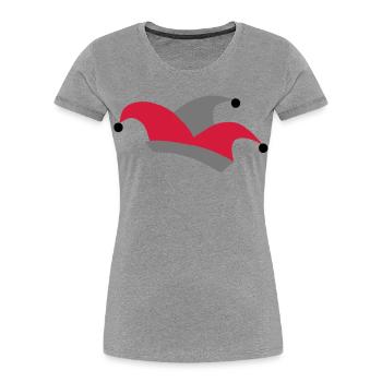 fou bouchon - T-shirt bio Premium Femme - gris chiné - Devant - Mia (176cm)