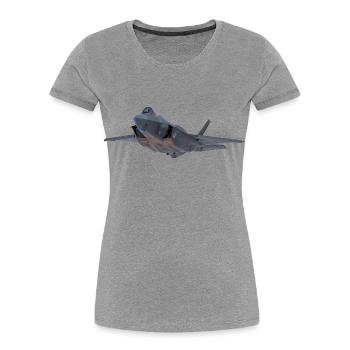 F-35 - Frauen Premium Bio T-Shirt - Grau meliert - Vorne - Mia (176cm)