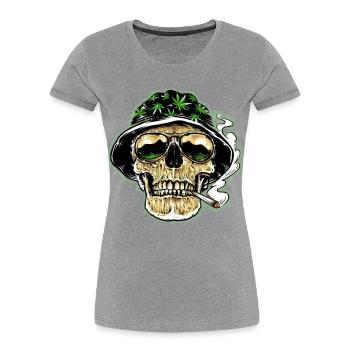 Kiff Skull - Frauen Premium Bio T-Shirt - Grau meliert - Vorne - Mia (176cm)