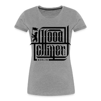 Calli - Hood Chiller Berlin - Women's Premium Organic T-Shirt - heather grey - Front - Mia (176cm)