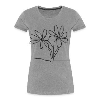 Blumen Abstrakter Geometrie Druckdesign - Frauen Premium Bio T-Shirt - Grau meliert - Vorne - Mia (176cm)