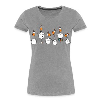 Verrückte Hühner - Huhn - Hahn - Vogel - Frauen Premium Bio T-Shirt - Grau meliert - Vorne - Mia (176cm)