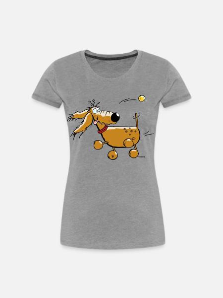 "Reingefallen" - Hund - Dackel - Flyball - Frauen Premium Bio T-Shirt - Grau meliert