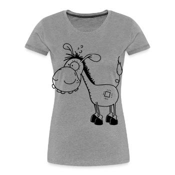 Esel - Langohresel - Eselchen - Frauen Premium Bio T-Shirt - Grau meliert - Vorne - Mia (176cm)