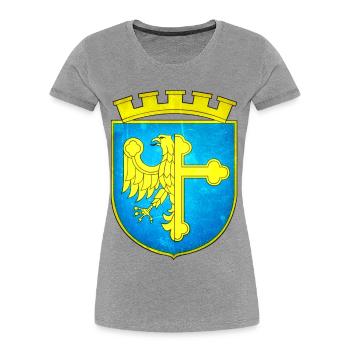 Opole - Pologne - T-shirt bio Premium Femme - gris chiné - Devant - Mia (176cm)