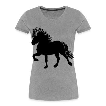 Cheval islandais mignon Tölt 5, islandais, poney islandais - T-shirt bio Premium Femme - gris chiné - Devant - Mia (176cm)