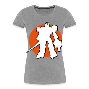 Manga-Bot vor Japan Sonne - Frauen Premium Bio T-Shirt - Grau meliert - Vorne - Mia (176cm)