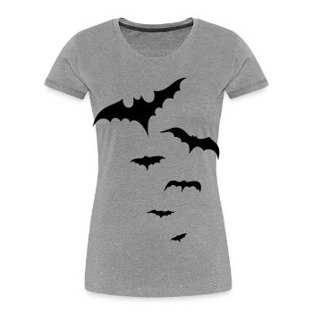 Halloween Fledermäuse, bats - Frauen Premium Bio T-Shirt - Grau meliert - Vorne - Mia (176cm)
